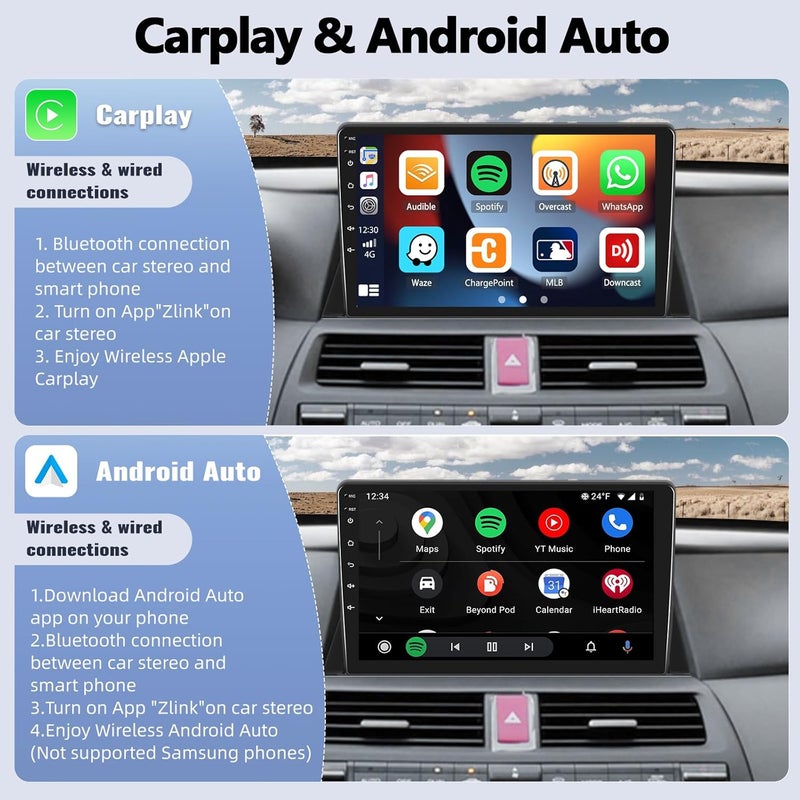 SIXWIN Android Car Stereo for Honda Accord 2008 2009 2010 2011 2012 2013 10.1 Inch Touch Screen 2G+64G CarPlay Android Auto Car Radio Bluetooth GPS Navigation WiFi FM SWC Backup Camera MIC - Image 5